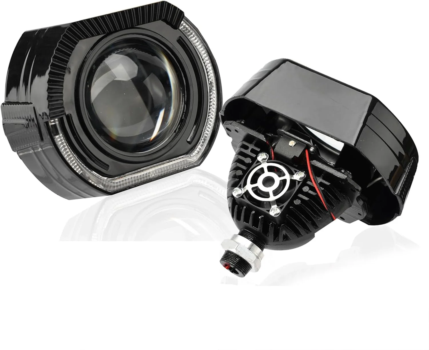 لنز پروژکتور بای 3.0 اینچی با چراغ های فرشته ای سفید و زرد و روکش های مشکی، کیت اصلاح چراغ جلو خودرو با چراغ راهنما DRL برای خودرو و موتورسیکلت H1 H4 H7