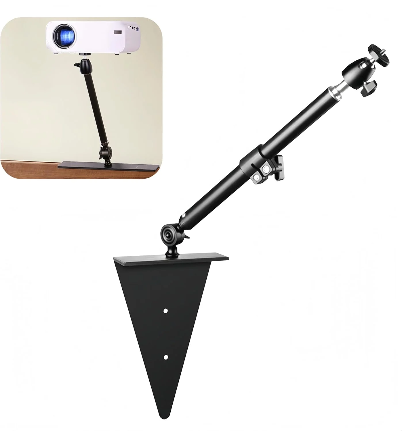 پایه پروژکتور، نگهدارنده پروژکتور بدون نیاز به سوراخکاری برای تخت و مبل، طول قابل تنظیم 33-45 سانتی متر، پایه دیواری فلزی با تنظیم چند زاویه، سازگار با Z6X