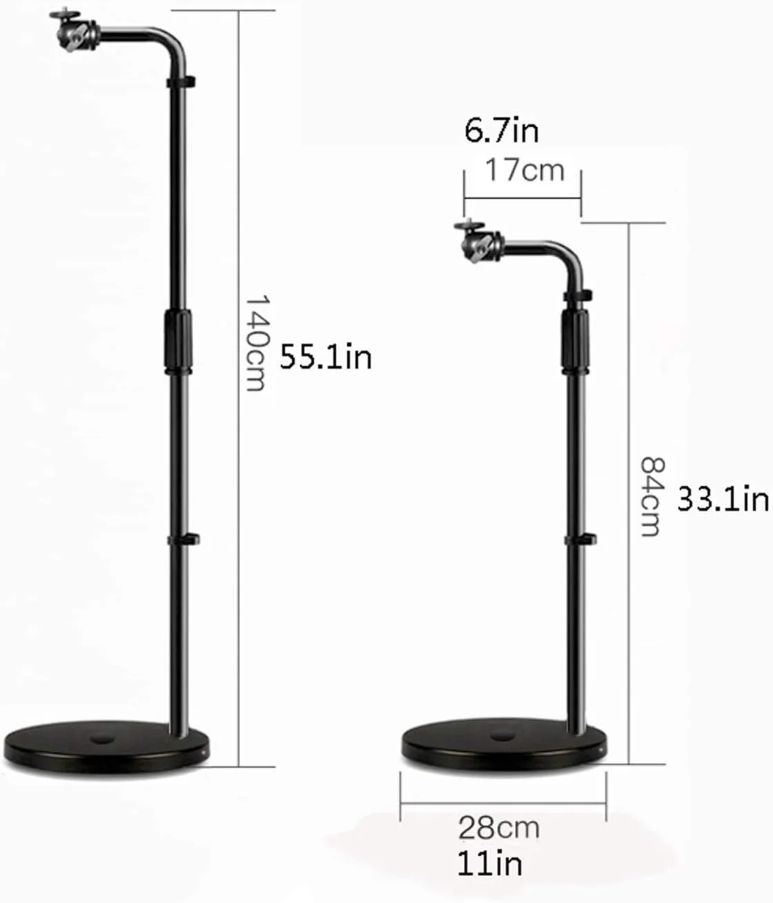 پایه پروژکتور با قابلیت تنظیم ارتفاع - پایه ایستاده مشکی و جمع و جور پروژکتور با پایه پایدار، مناسب برای دفتر، خانه و استیج