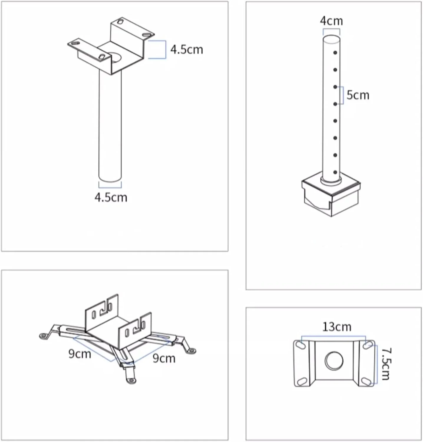 براکت آویز پایه پروژکتور، براکت جهانی آویز سقفی، میله آویز تلسکوپی ثابت پشتیبانی ویدئو