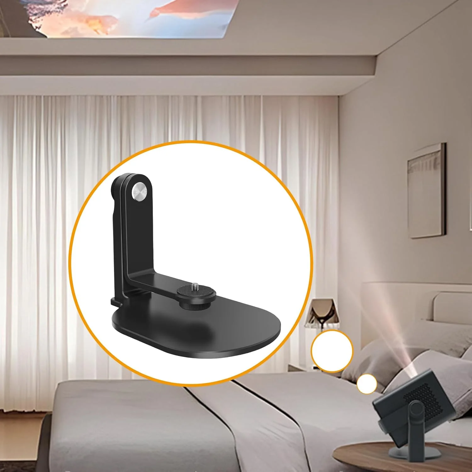 پایه رومیزی پروژکتور | هولدر براکت پروژکتور رومیزی قابل تنظیم 360 درجه، پایه رومیزی قابل حمل مناسب برای همه پروژکتورها، خانگی و فضای باز