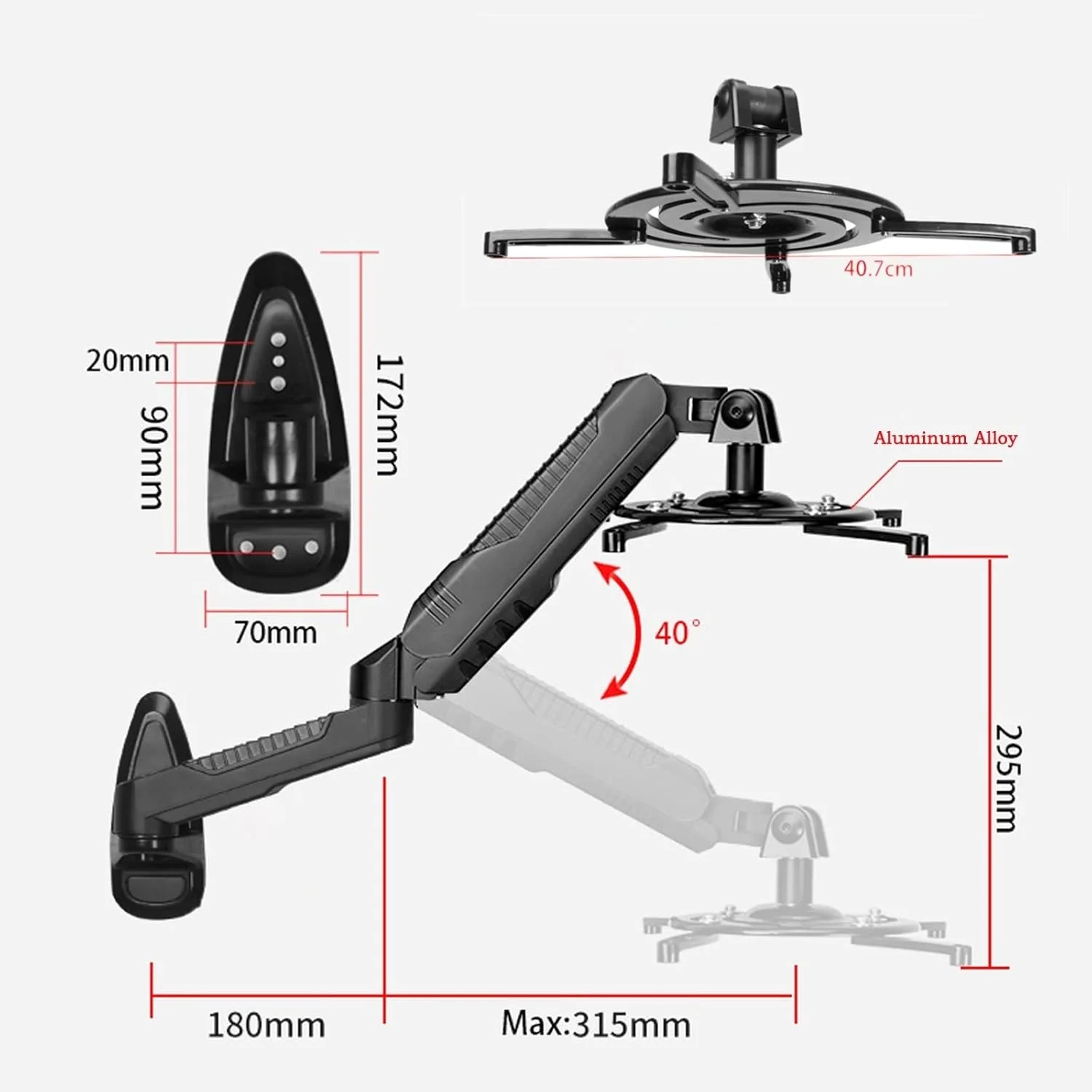 پایه رومیزی پروژکتور، براکت نصب پروژکتور، نگهدارنده پروژکتور، آویز دیواری پروژکتور، آویز پروژکتور تلسکوپی جهانی با قابلیت تنظیم کنار تخت، پایه پروژکتور اداری