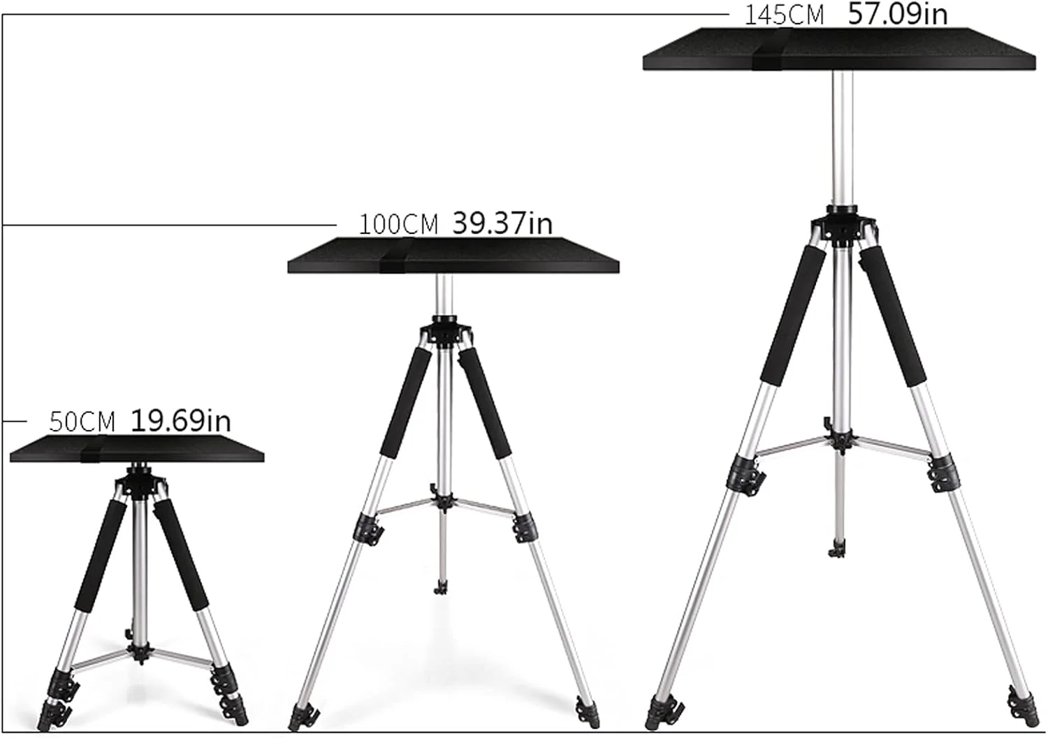 پایه پروژکتور سه پایه آلومینیومی قابل تنظیم چند منظوره با سینی و ارتفاع قابل تنظیم 50 تا 145 سانتی متر