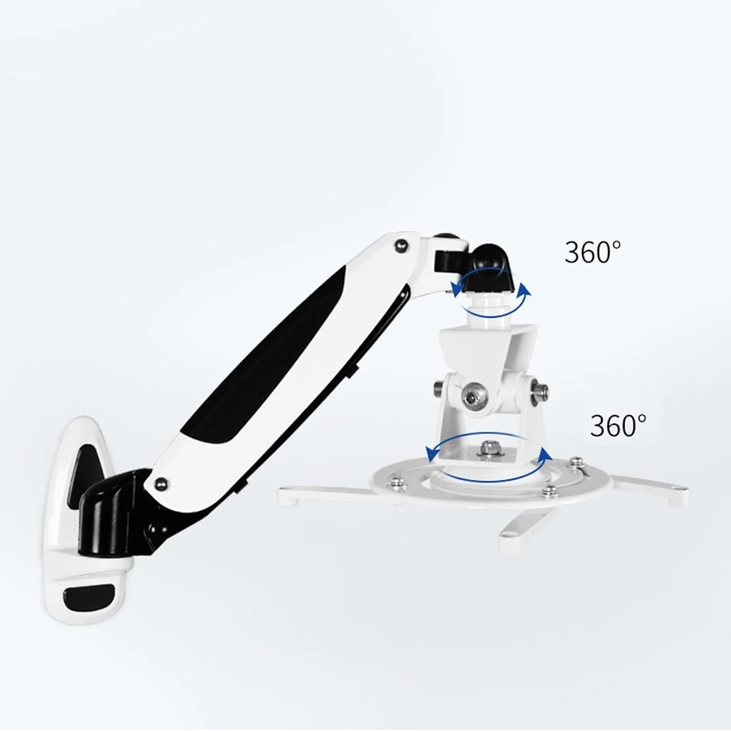 پایه پروژکتور دیواری یونیورسال با فنر گازی و حرکت کامل 2-7 کیلوگرم به همراه سینی قلاب دار و پیچ های 1/4 اینچی مدل (B)