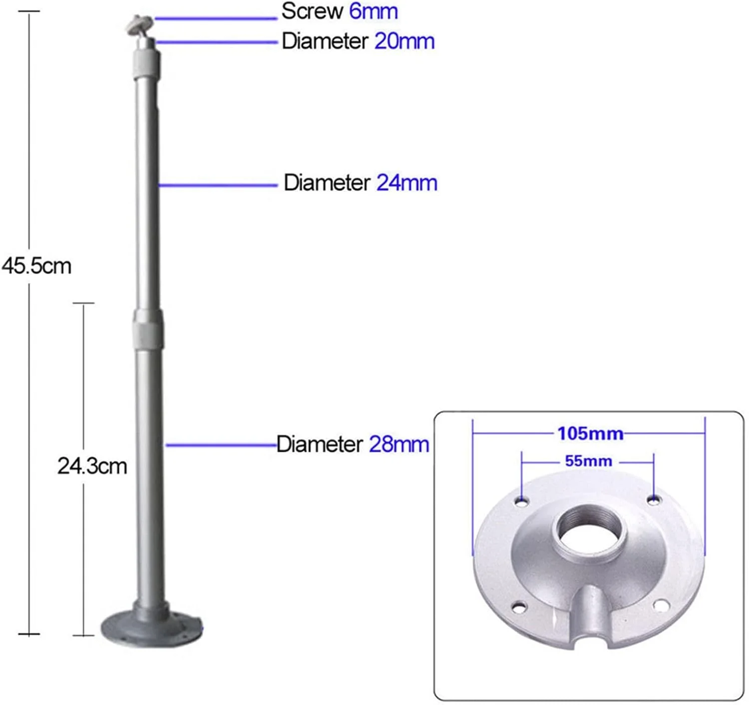 پایه پروژکتور یونیورسال، براکت سقفی و دیواری آلومینیومی پروژکتور، ظرفیت 15 کیلوگرم، قابلیت تنظیم 360 درجه