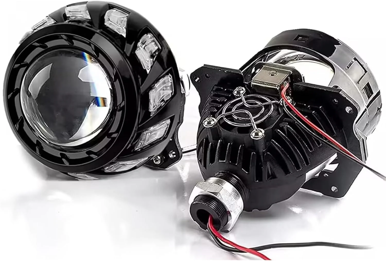 لنز پروژکتور 3.0 اینچی با قاب حلزونی، کیت بازسازی چراغ جلو یونیورسال با نور بالا/پایین برای چراغ جلو خودرو و موتورسیکلت H1 H4 H7