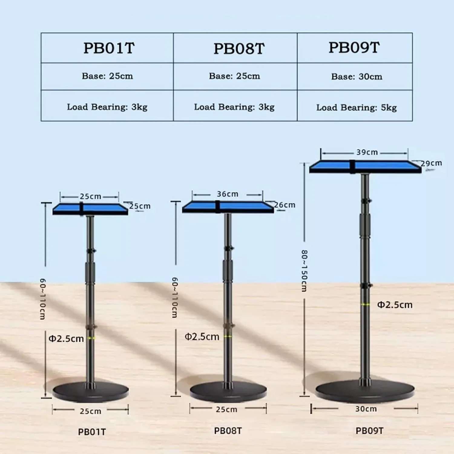 پایه پروژکتور، براکت پروژکتور جهانی، سینی کنار تخت خواب خانگی، قفسه براکت بالابر دیواری پروژکتور با سینی، پایه پروژکتور با پایه بزرگ قابل تنظیم، یک رنگ - PB08T