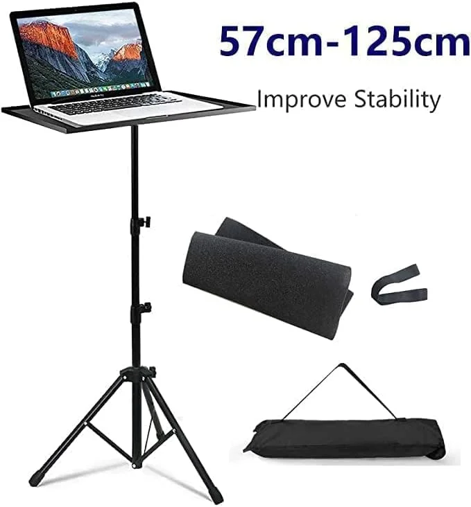 پایه پروژکتور، پایه سه پایه لپ تاپ جهانی، پایه تجهیزات قابل حمل، پایه سه پایه تاشو، پایه میز کامپیوتر فضای باز برای استیج یا استودیو، ارتفاع قابل تنظیم 57 تا 125 سانتی متر