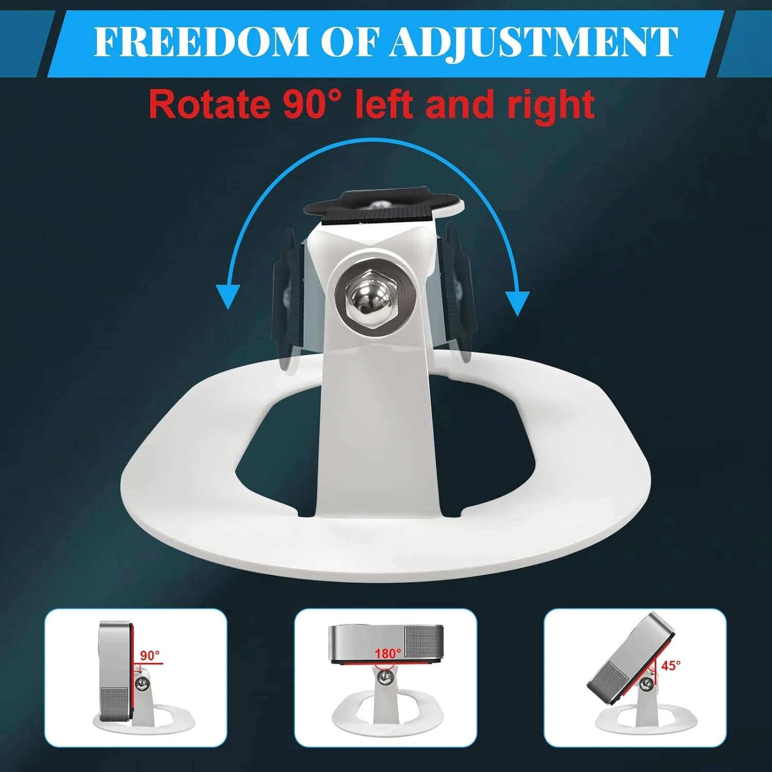 پایه پروژکتور، هولدر پروژکتور با سوراخ های پیچی 1/4 اینچی، سه پایه قابل حمل و جهانی با قابلیت تنظیم آزادانه زاویه پروژکتور، مناسب برای میز