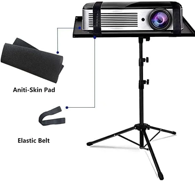 پایه پروژکتور، پایه سه پایه لپ تاپ جهانی، پایه تجهیزات قابل حمل، پایه سه پایه تاشو، پایه میز کامپیوتر فضای باز برای استیج یا استودیو، ارتفاع قابل تنظیم 57 تا 125 سانتی متر