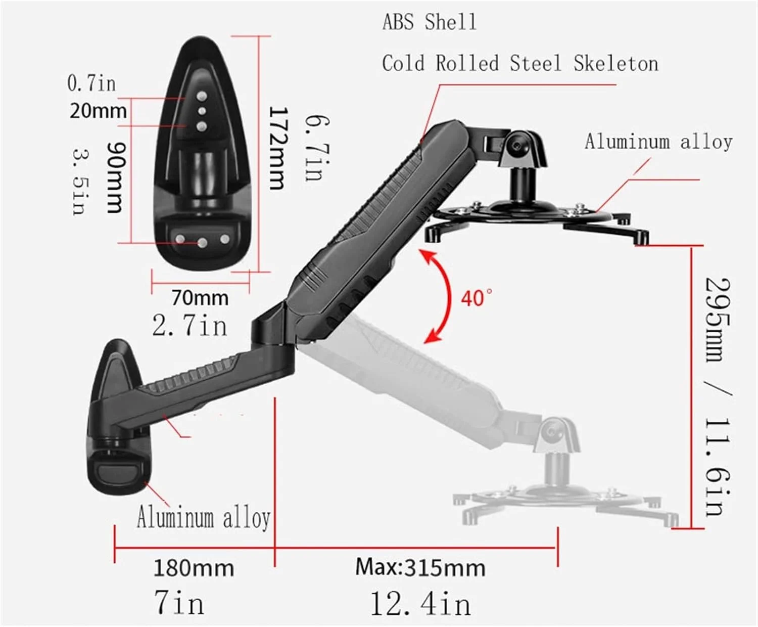 پایه پروژکتور رومیزی، قفسه پروژکتور، قفسه پروژکتور دیواری خانگی، پایه پروژکتور تلسکوپی جهانی اتاق کنفرانس اتاق نشیمن، پایه پروژکتور قابل تنظیم اداری