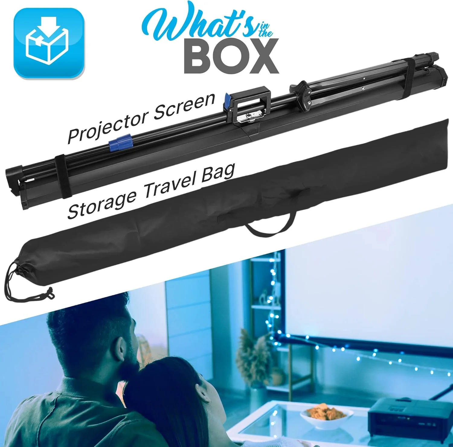 پرده نمایش پروژکتور پایه دار Pyle - مات تاشو قابل حمل 100 اینچی، مناسب برای ارائه های داخلی/خارجی، مونتاژ سریع