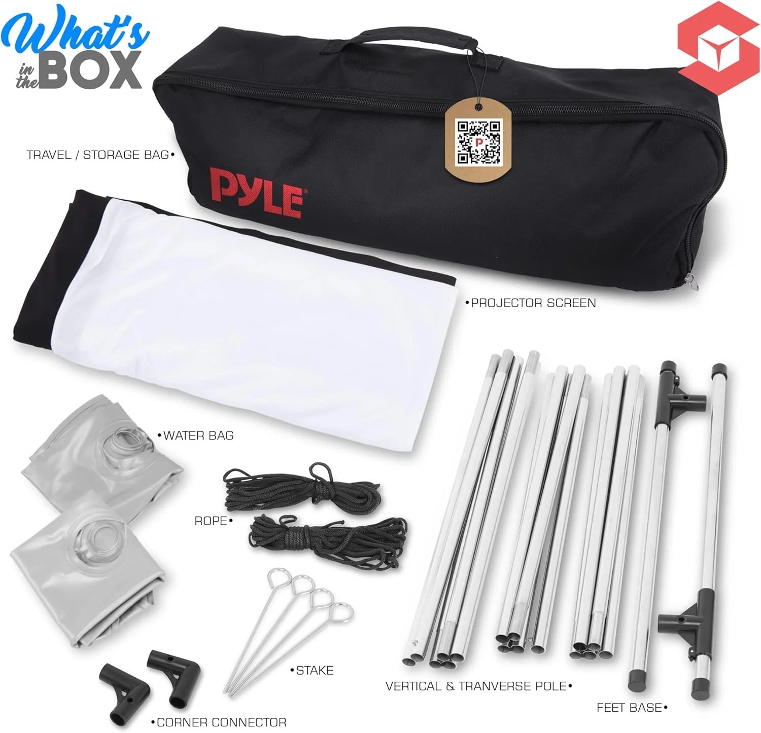 پرده نمایش پروژکتور پایه دار پایل - 100 اینچ 16:9 HD 4K قابل حمل تاشو مناسب فضای داخلی و خارجی به همراه قاب برای سینمای خانگی