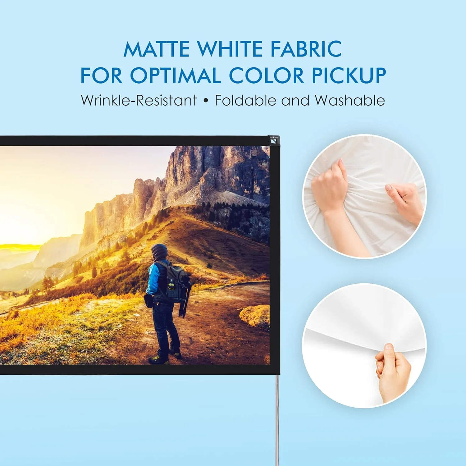 پرده نمایش پروژکتور پایه دار پایل - 100 اینچ 16:9 HD 4K قابل حمل تاشو مناسب فضای داخلی و خارجی به همراه قاب برای سینمای خانگی