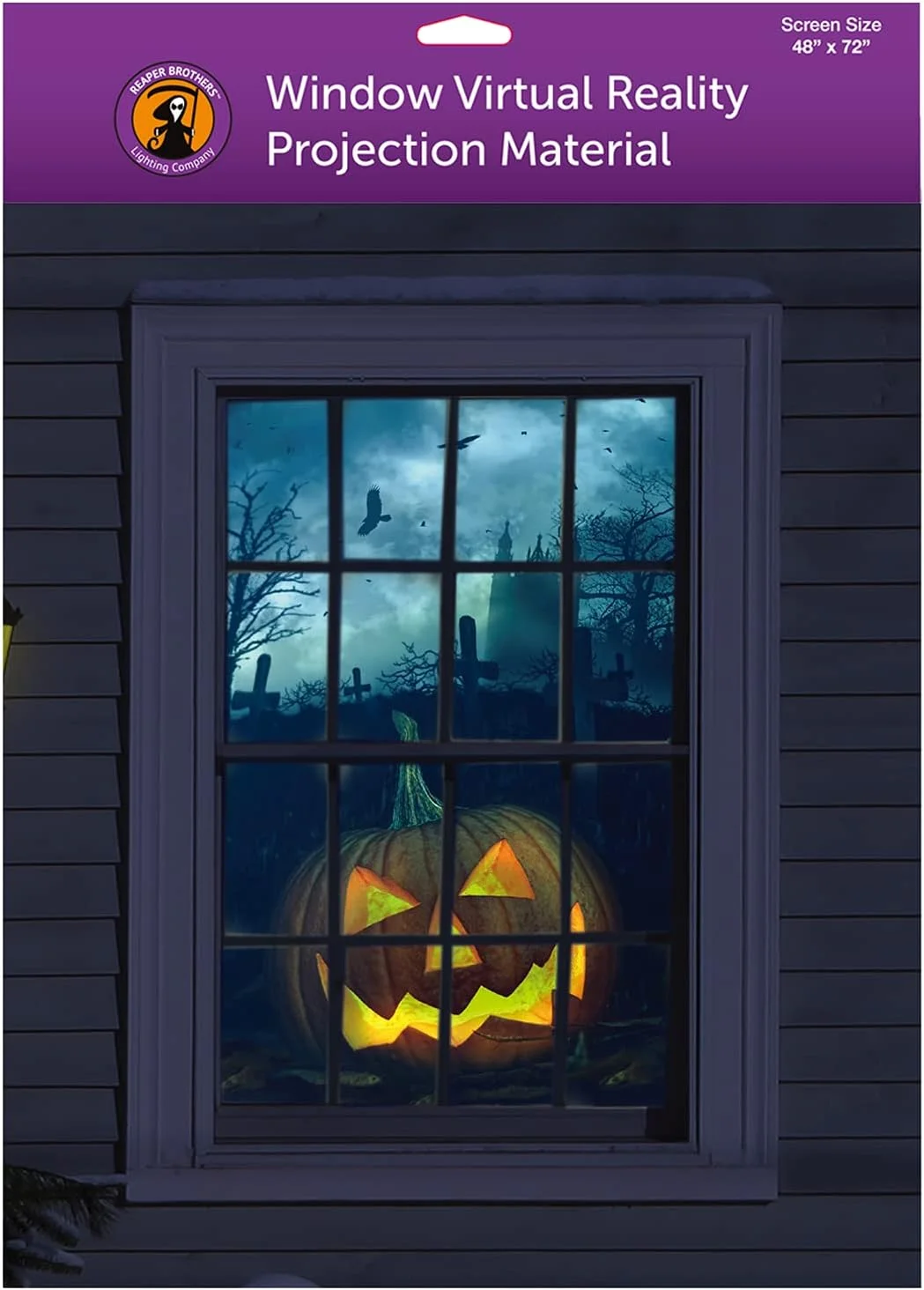 صفحه نمایش پروژکتور هولوگرافی پشتی (122x183 سانتی متر، سفید) به همراه لوازم نصب برای پخش ویدیوهای هالووین