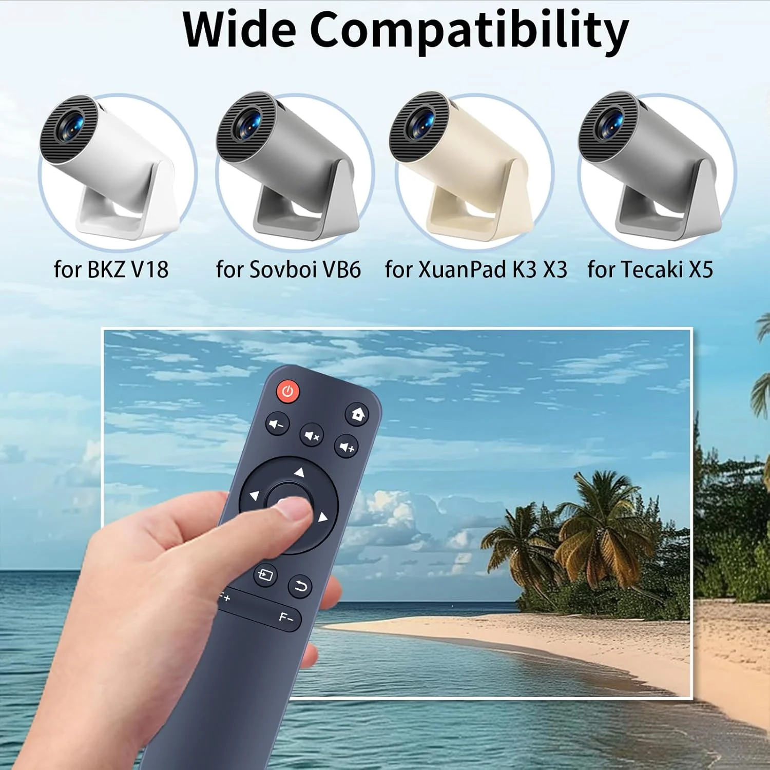 ریموت کنترل جایگزین برای پروژکتور مینی قابل حمل BKZ V18، برای Sovboi VB6، برای XuanPad K3 X3، برای پروژکتور فیلم فضای باز Tecaki X5 ریموت کنترل جایگزین برای پروژکتور مینی قابل حمل BKZ V18، برای Sovboi VB6، برای XuanPad K3 X3، برای پروژکتور فیلم فضای باز Tecaki X5