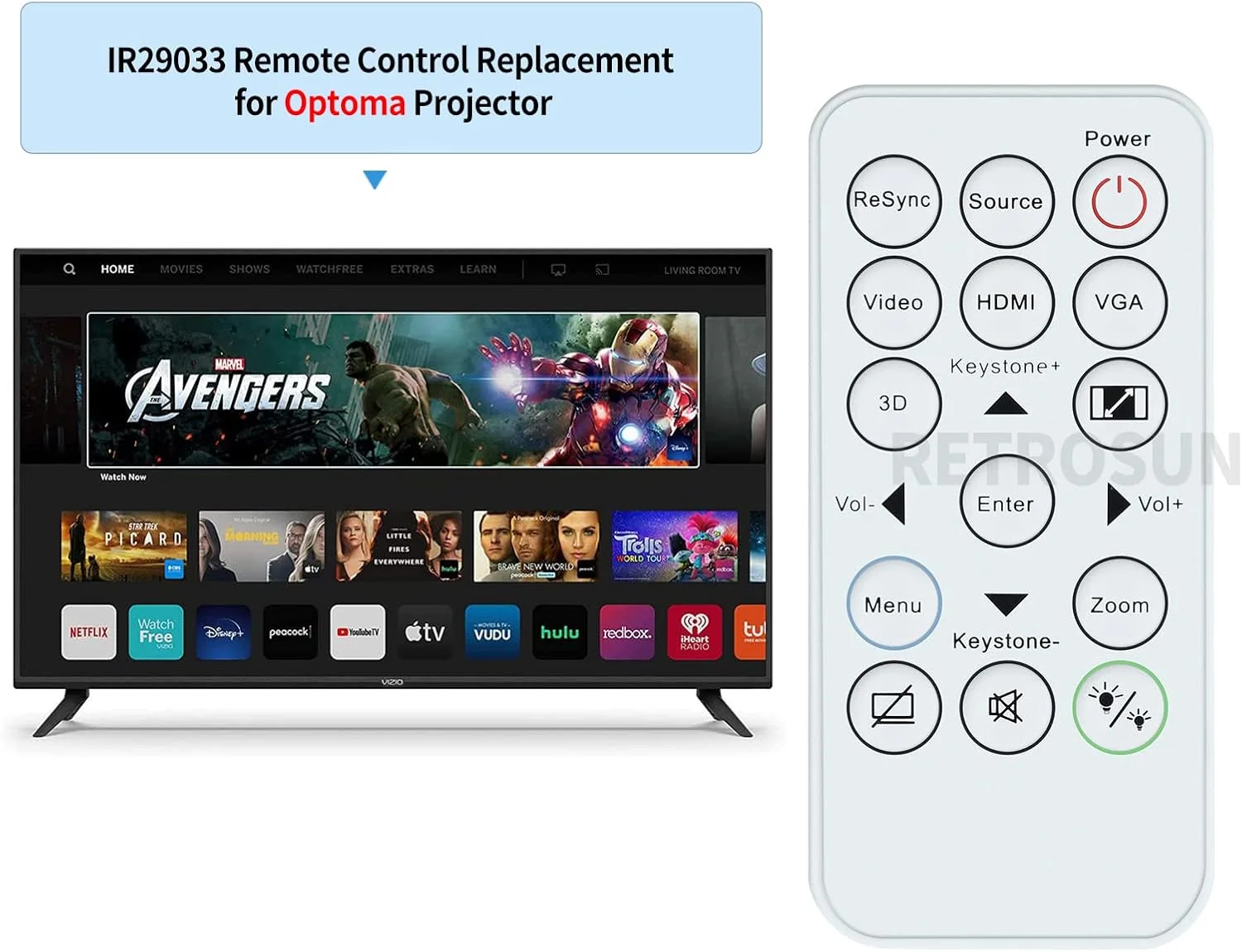 ریموت کنترل جایگزین پروژکتور سازگار با پروژکتورهای Optoma DAESSGN مدل H112e H182X S316 S315 S312 S310e W316 W312 W310 X316 X315 X312 ریموت کنترل جایگزین پروژکتور سازگار با پروژکتورهای Optoma DAESSGN مدل H112e H182X S316 S315 S312 S310e W316 W312 W310 X316 X315 X312