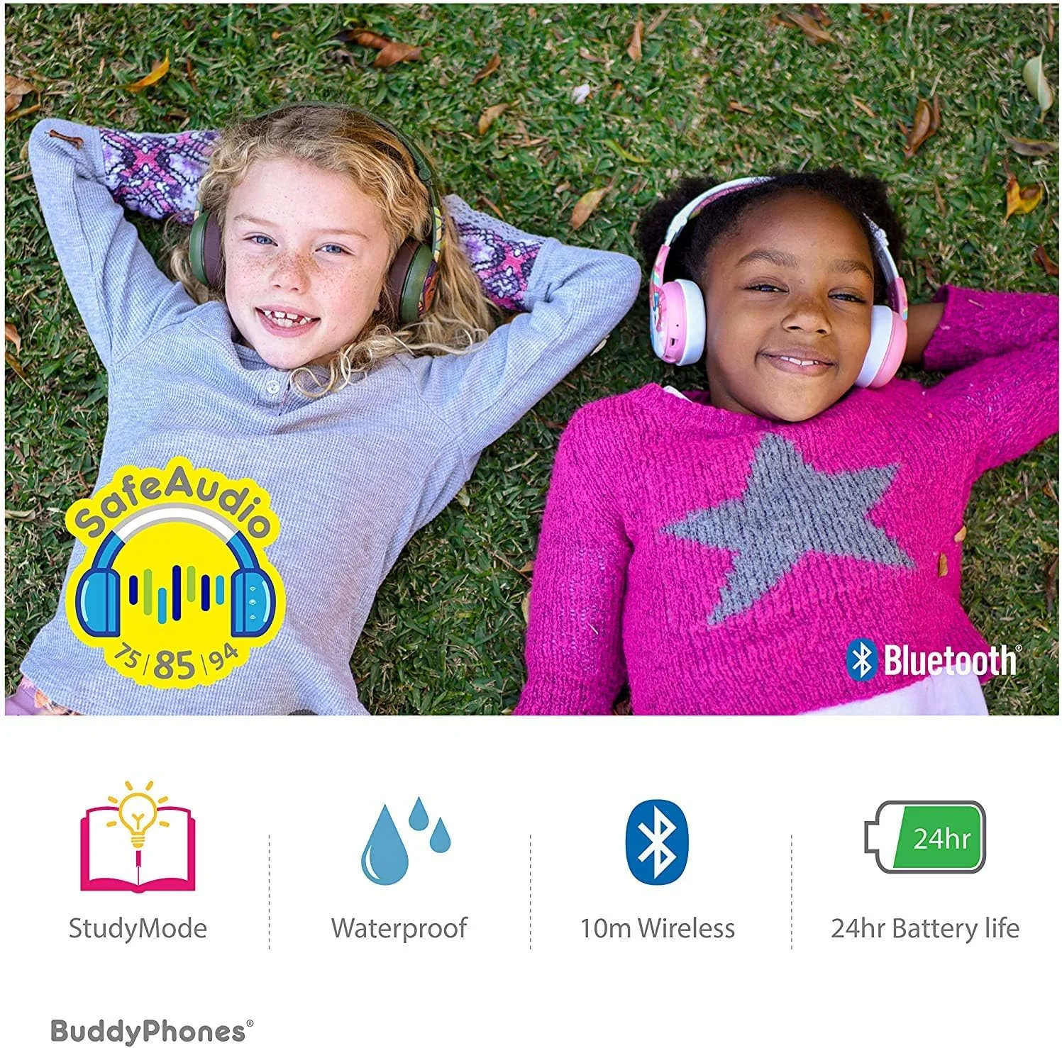 هدفون بی سیم بلوتوثی تاشو و ضد آب ONANOFF Kids Buddy Phones Wave - عمر باتری 24 ساعته