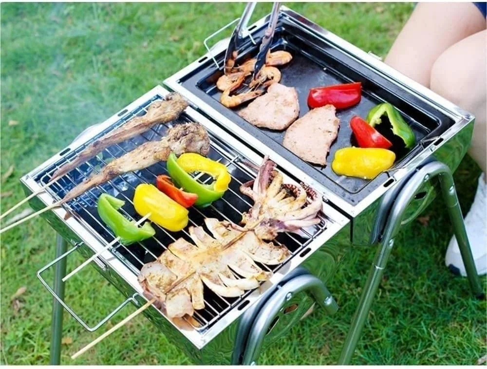 باربیکیو ذغالی تاشو قابل حمل ABNNHK، استیل ضد زنگ، مناسب کباب، تاشو و قابل حمل، ایده آل برای کمپینگ باربیکیو ذغالی تاشو قابل حمل ABNNHK، استیل ضد زنگ، مناسب کباب، تاشو و قابل حمل، ایده آل برای کمپینگ