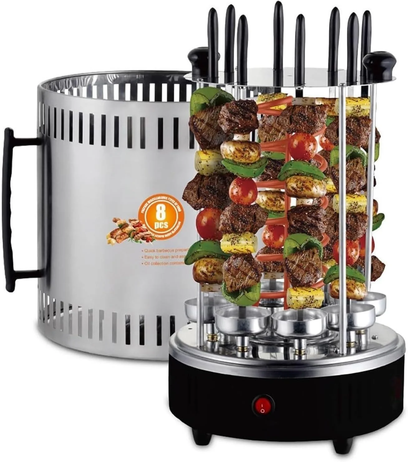 فر چرخشی عمودی حرفه ای Axooms (8 سیخ) - دستگاه کباب پز برقی رومیزی، دستگاه پخت چرخشی، سیخ های کباب استیل ضد زنگ مناسب برای استفاده خانگی فر چرخشی عمودی حرفه ای Axooms (8 سیخ) - دستگاه کباب پز برقی رومیزی، دستگاه پخت چرخشی، سیخ های کباب استیل ضد زنگ مناسب برای استفاده خانگی