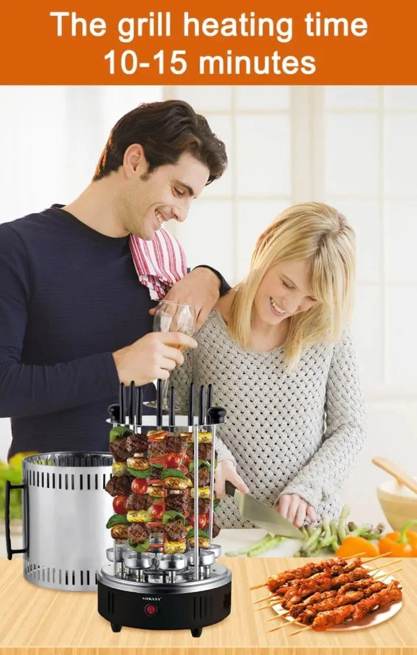 گریل عمودی چرخشی اتوماتیک، باربیکیو بدون دود، دستگاه کباب گردان، کباب پز چرخشی، فر سیخ گوشت (6 چنگال) گریل عمودی چرخشی اتوماتیک، باربیکیو بدون دود، دستگاه کباب گردان، کباب پز چرخشی، فر سیخ گوشت (6 چنگال)