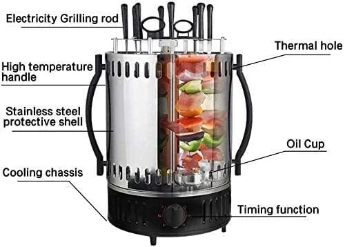 فر چرخشی عمودی حرفه ای Axooms (8 سیخ) - دستگاه کباب پز برقی رومیزی، دستگاه پخت چرخشی، سیخ های کباب استیل ضد زنگ مناسب برای استفاده خانگی فر چرخشی عمودی حرفه ای Axooms (8 سیخ) - دستگاه کباب پز برقی رومیزی، دستگاه پخت چرخشی، سیخ های کباب استیل ضد زنگ مناسب برای استفاده خانگی