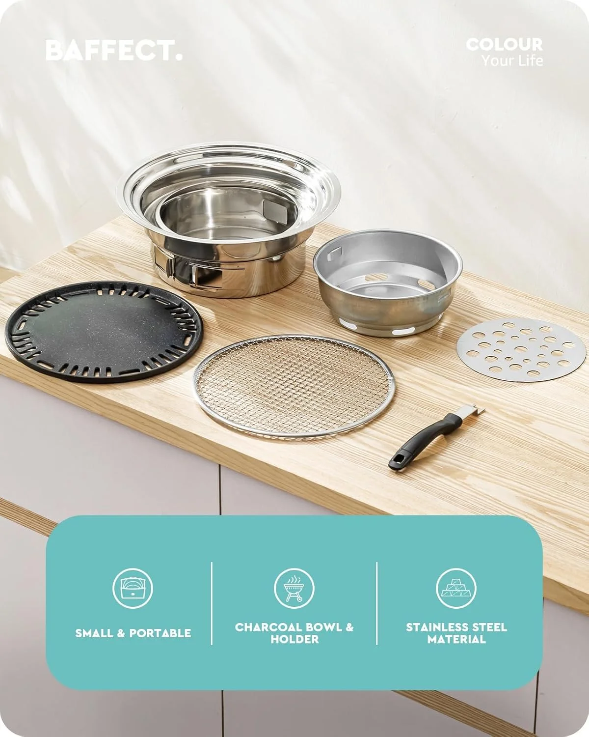 باربیکیو زغالی بافت، گریل کرهای، اجاق زغالی استیل ضد زنگ قابل حمل و نچسب برای کمپینگ در فضای باز، گریل کوچک 13.7 اینچی برای پخت و پز در فضای باز باربیکیو زغالی بافت، گریل کرهای، اجاق زغالی استیل ضد زنگ قابل حمل و نچسب برای کمپینگ در فضای باز، گریل کوچک 13.7 اینچی برای پخت و پز در فضای باز