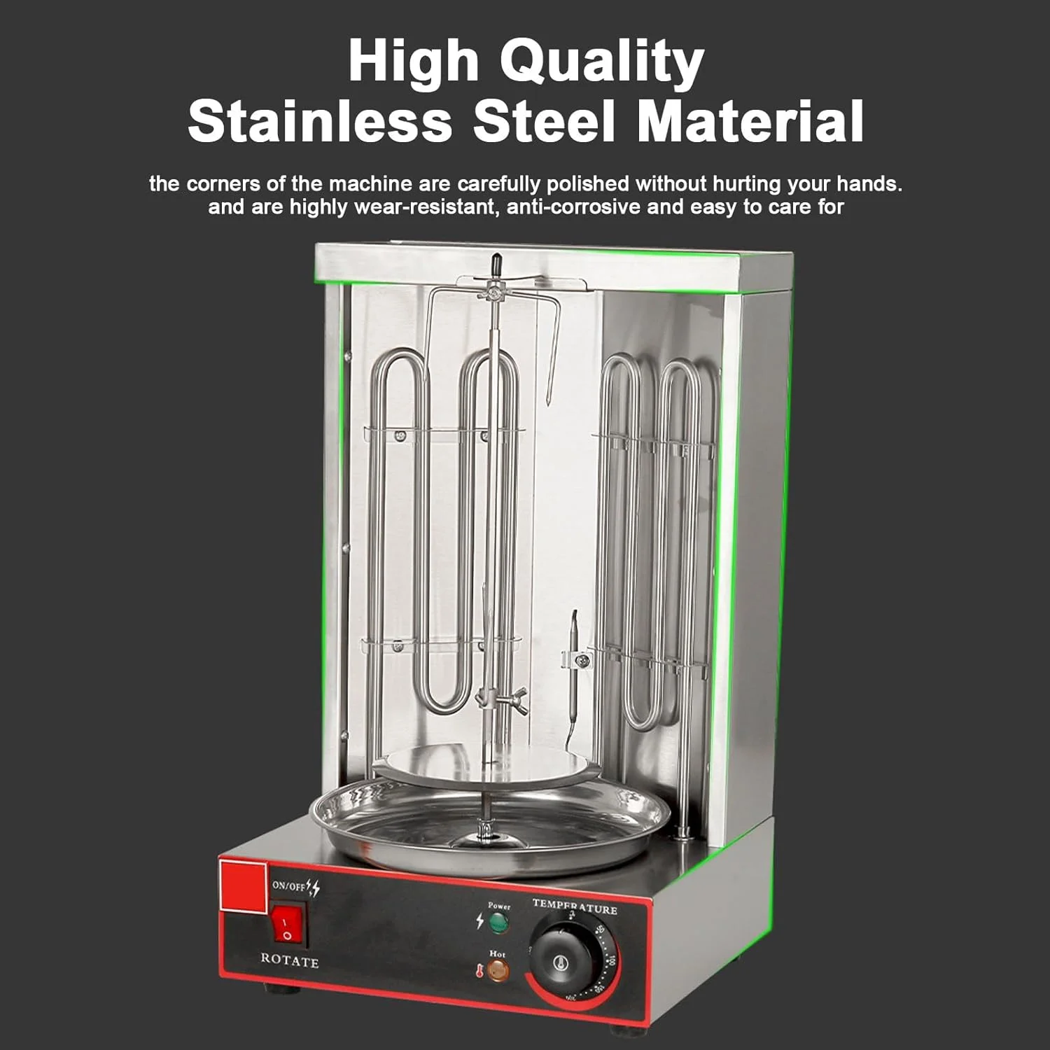 دستگاه کباب ترکی گردان DOKGRYD 3000W، گریل کباب ترکی عمودی برقی با تنظیم دما، فر کباب گردان 360 درجه برای مهمانی آشپزخانه رستوران خانگی