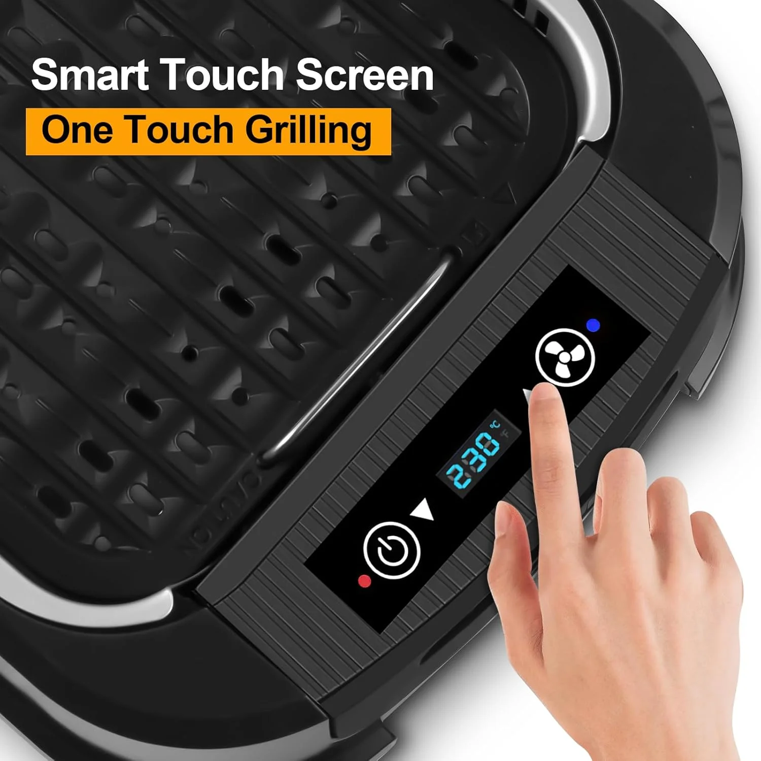 گریل برقی CUSIMAX، گریل بدون دود داخلی با صفحه نمایش هوشمند LED، درب شیشه ای، گریل خانوادگی 1500 وات با صفحه نچسب، کنترل دمای متغیر، گریل سالم با سینی چکه گیر، قابل شستشو در ماشین ظرفشویی