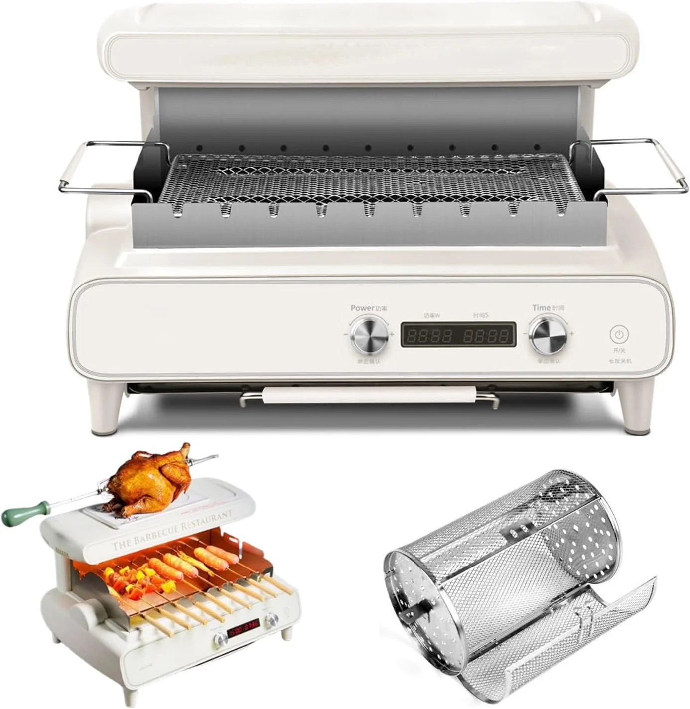 دستگاه گریل برقی بدون دود رومیزی، 1500 وات، دستگاه کباب پز برقی، گریل برقی خانگی، عملکرد چرخش 360 درجه، تنظیم قدرت آتش 6 سطح، با سینی چکه گیر، برای کمپینگ در فضای داخلی و خارجی دستگاه گریل برقی بدون دود رومیزی، 1500 وات، دستگاه کباب پز برقی، گریل برقی خانگی، عملکرد چرخش 360 درجه، تنظیم قدرت آتش 6 سطح، با سینی چکه گیر، برای کمپینگ در فضای داخلی و خارجی