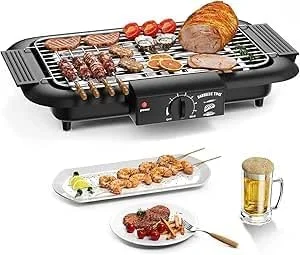 باربیکیو گریل برقی | گریل بدون دود و نچسب برای داخل و خارج از خانه | 2000 وات با قدرت بالا و لوله های حرارتی دوتایی | پایه قابل حمل و جدا شدن (مشکی درجه یک) باربیکیو گریل برقی | گریل بدون دود و نچسب برای داخل و خارج از خانه | 2000 وات با قدرت بالا و لوله های حرارتی دوتایی | پایه قابل حمل و جدا شدن (مشکی درجه یک)