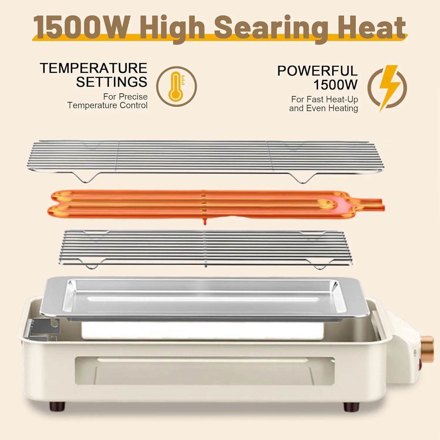 گریل برقی خانگی Exrp، گریل آشپزخانه 2 در 1 با توری گریل و صفحه پخت نچسب جداشدنی، کنترل دما، قابل شستشو در ماشین ظرفشویی، گریل بدون دود 1500 وات گریل برقی خانگی Exrp، گریل آشپزخانه 2 در 1 با توری گریل و صفحه پخت نچسب جداشدنی، کنترل دما، قابل شستشو در ماشین ظرفشویی، گریل بدون دود 1500 وات