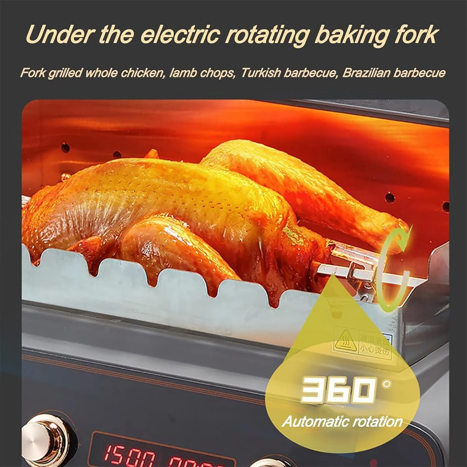 باربیکیو برقی بدون دود رومیزی، دستگاه کباب پز برقی 1500 وات، گریل برقی خانگی، عملکرد چرخش 360 درجه، تنظیم قدرت آتش 6 سطح، با سینی چکه گیر، برای کمپینگ در فضای داخلی و خارجی باربیکیو برقی بدون دود رومیزی، دستگاه کباب پز برقی 1500 وات، گریل برقی خانگی، عملکرد چرخش 360 درجه، تنظیم قدرت آتش 6 سطح، با سینی چکه گیر، برای کمپینگ در فضای داخلی و خارجی