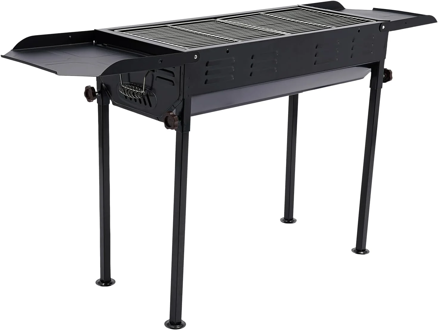 نگهدارنده کباب پز باربیکیو با قابلیت چرخش خودکار برای دورهمی های فضای باز، دستگاه کباب ساز، فر گریل، گریل فلزی استیل ضد زنگ، دستیار باربیکیو با ارتفاع قابل تنظیم