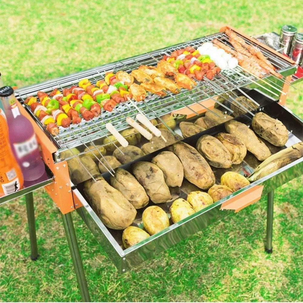 باربیکیو استیل ضد زنگ خانگی ذغالی مناسب کباب و باغبانی و کمپینگ سایز 712874cm باربیکیو استیل ضد زنگ خانگی ذغالی مناسب کباب و باغبانی و کمپینگ سایز 712874cm