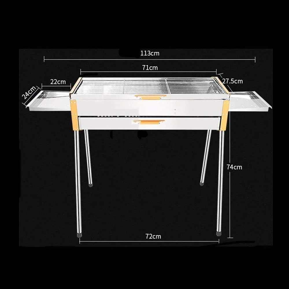 باربیکیو گریل استیل ضد زنگ خانگی ذغالی برای کباب و باربیکیو در باغ، حیاط خلوت و کمپینگ ۷۱۲۸۷۴ سانتی متر