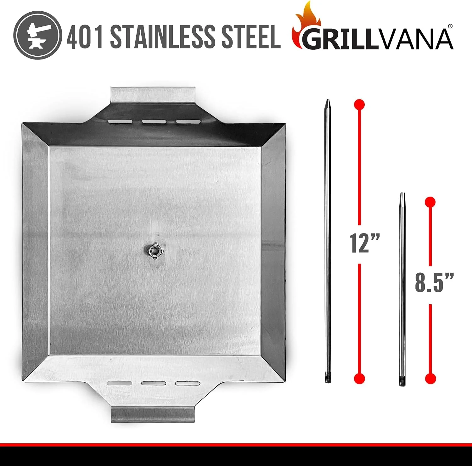 سیخ عمودی استیل ضد زنگ برای تاکو آل پاستور، شاورما، کباب - لوازم جانبی کباب پز با 2 میله جداشدنی (21.5 و 30.5 سانتی متر) - قابل استفاده روی گریل های زغالی یا اجاق گاز - دارای دسته، بدون سینی چکه گیر