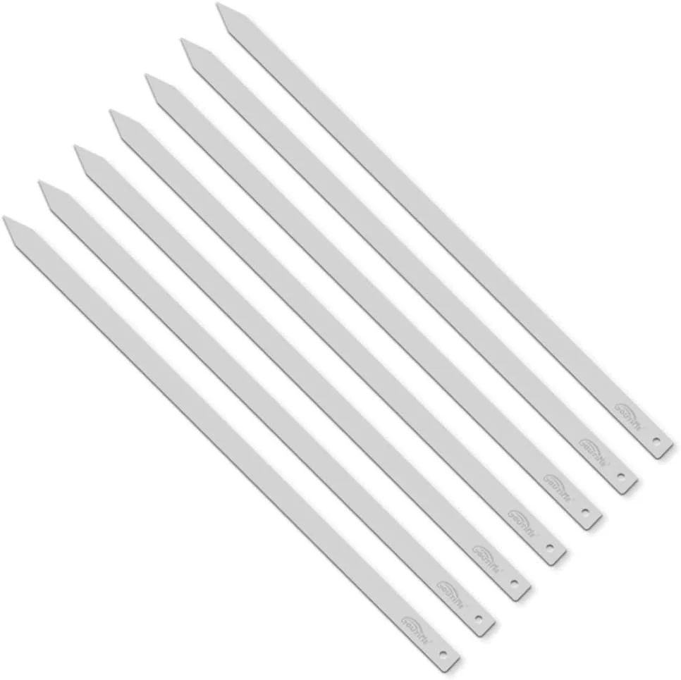 سیخ کباب گوتایم، 68 سانتی متر، پهنای 2.5 سانتی متر، سیخ های کباب پز استیل تخت، بدون دسته چوبی، برای کباب کوبیده، برزیلی، مجموعه 7 عددی با کیف نگهداری