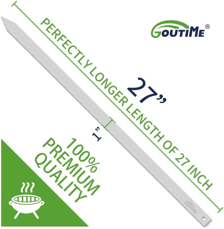 سیخ کباب گوتایم، 68 سانتی متر، پهنای 2.5 سانتی متر، سیخ های کباب پز استیل تخت، بدون دسته چوبی، برای کباب کوبیده، برزیلی، مجموعه 7 عددی با کیف نگهداری