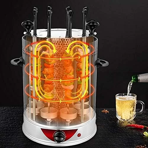 دستگاه کباب پز اتوماتیک چرخشی بدون دود JAHLGT، فر کباب گردان، سیخ های بره خانگی، اجاق گرم کننده (8) دستگاه کباب پز اتوماتیک چرخشی بدون دود JAHLGT، فر کباب گردان، سیخ های بره خانگی، اجاق گرم کننده (8)