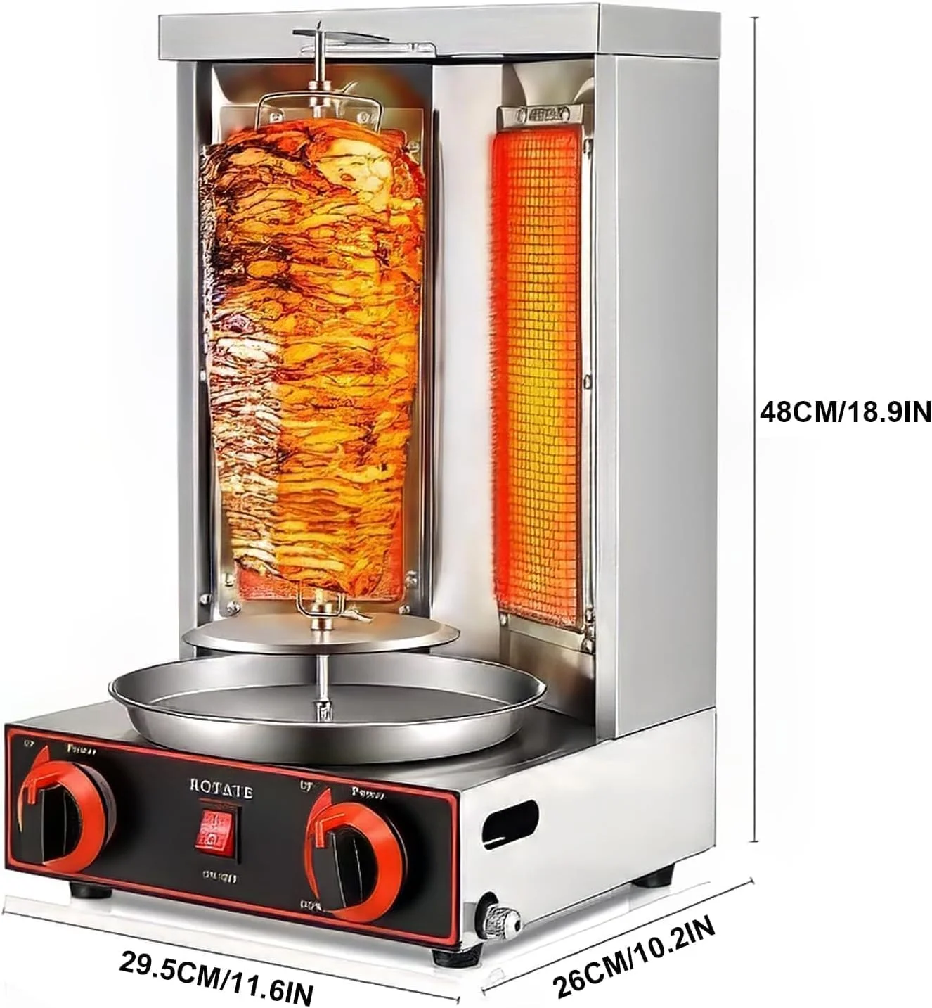 دستگاه کباب ترکی عمودی استیل KEhtu، دستگاه برقی شاورما با سینی جمع آوری روغن، چرخش 360 درجه، دستگاه کباب پز اتوماتیک، تجهیزات کباب پز بدون دود، برای شاورما، مرغ، تاکو و گوشت دستگاه کباب ترکی عمودی استیل KEhtu، دستگاه برقی شاورما با سینی جمع آوری روغن، چرخش 360 درجه، دستگاه کباب پز اتوماتیک، تجهیزات کباب پز بدون دود، برای شاورما، مرغ، تاکو و گوشت