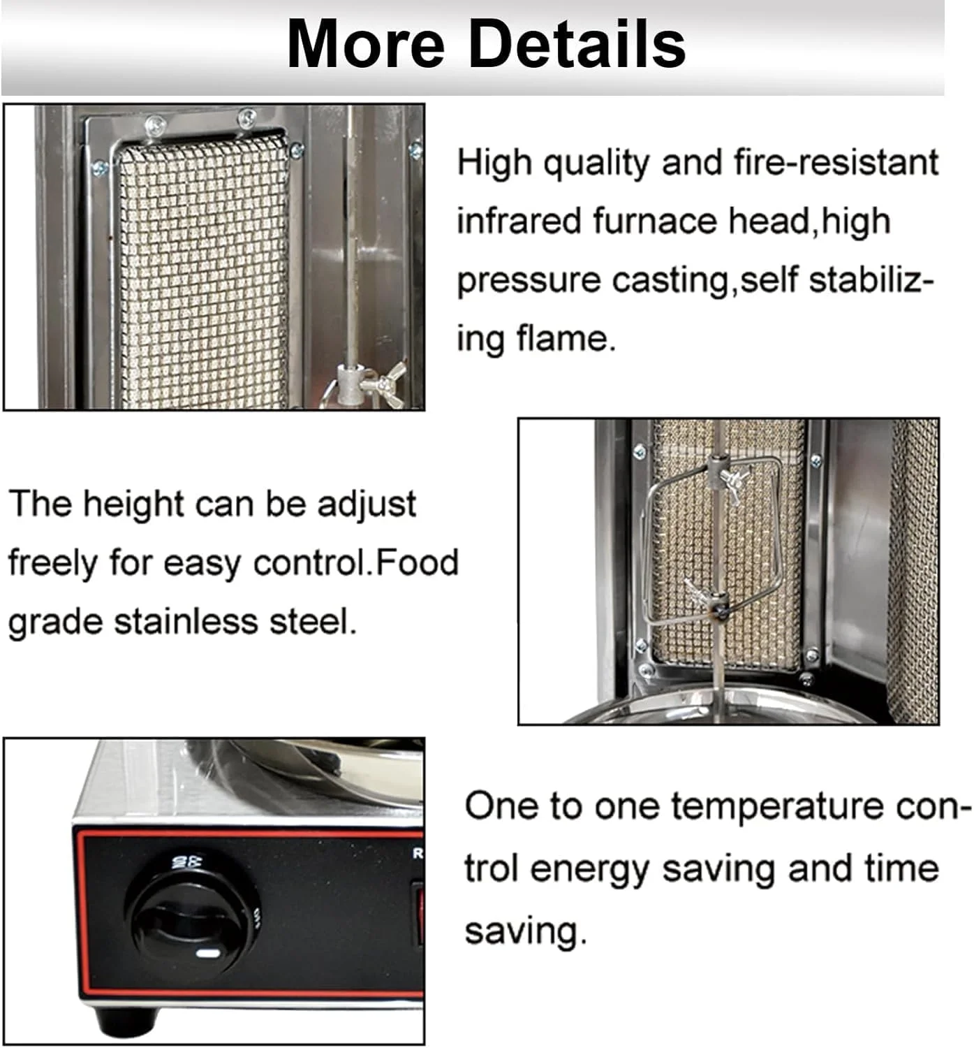 دستگاه کباب ترکی عمودی استیل KEhtu، دستگاه برقی شاورما با سینی جمع آوری روغن، چرخش 360 درجه، دستگاه کباب پز اتوماتیک، تجهیزات کباب پز بدون دود، برای شاورما، مرغ، تاکو و گوشت دستگاه کباب ترکی عمودی استیل KEhtu، دستگاه برقی شاورما با سینی جمع آوری روغن، چرخش 360 درجه، دستگاه کباب پز اتوماتیک، تجهیزات کباب پز بدون دود، برای شاورما، مرغ، تاکو و گوشت