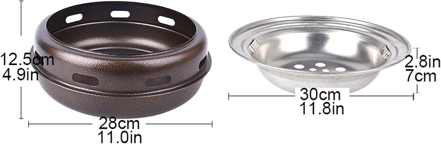 کباب پز چند منظوره ذغالی گرد رومیزی خانگی فلزی آهن قابل حمل اجاق گاز کمپینگ، 28x28x12.5 سانتی متر