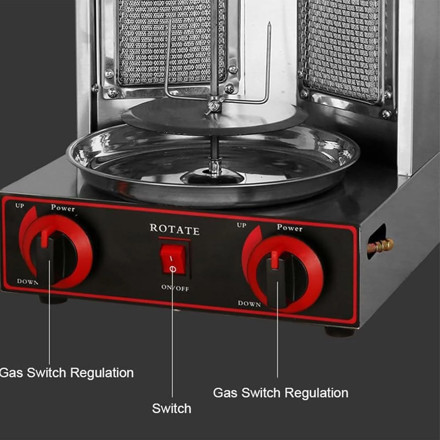 دستگاه کباب ترکی گازی MiBoce، گریل کباب، فر گریل روتاری عمودی، سرخ کن گازی استیل با گریل چرخان اتوماتیک، مناسب برای آشپزخانه منزل و رستوران دستگاه کباب ترکی گازی MiBoce، گریل کباب، فر گریل روتاری عمودی، سرخ کن گازی استیل با گریل چرخان اتوماتیک، مناسب برای آشپزخانه منزل و رستوران