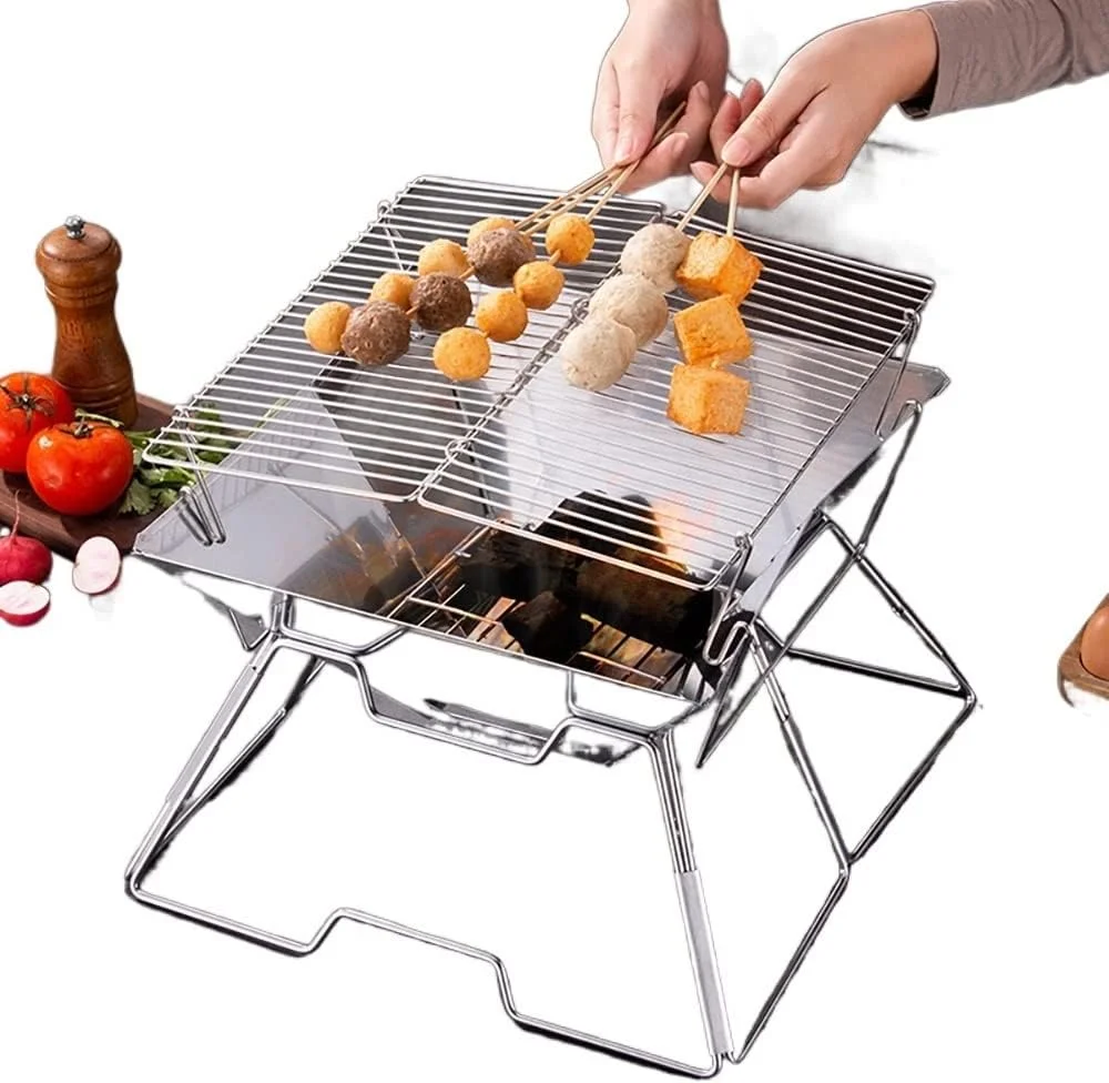 کباب پز استیل ضد زنگ تاشو مناسب فضای باز، باربیکیو ذغالی، کباب پز کوچک، قابل حمل برای پیک نیک کباب پز استیل ضد زنگ تاشو مناسب فضای باز، باربیکیو ذغالی، کباب پز کوچک، قابل حمل برای پیک نیک