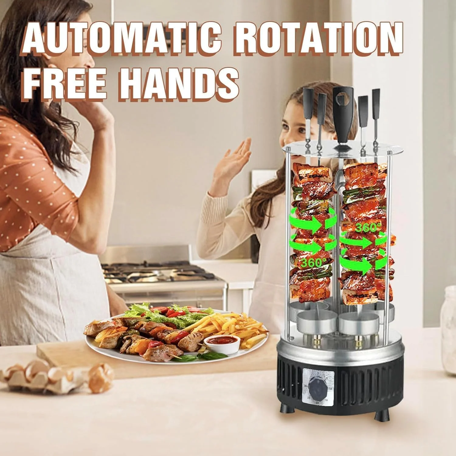 گریل باربیکیو عمودی برقی استیل، فر گریل تابه ای، گریل برقی بدون دود مناسب منزل - گریل برقی استیل کباب پز | ایستاده (مشکی) گریل باربیکیو عمودی برقی استیل، فر گریل تابه ای، گریل برقی بدون دود مناسب منزل - گریل برقی استیل کباب پز | ایستاده (مشکی)