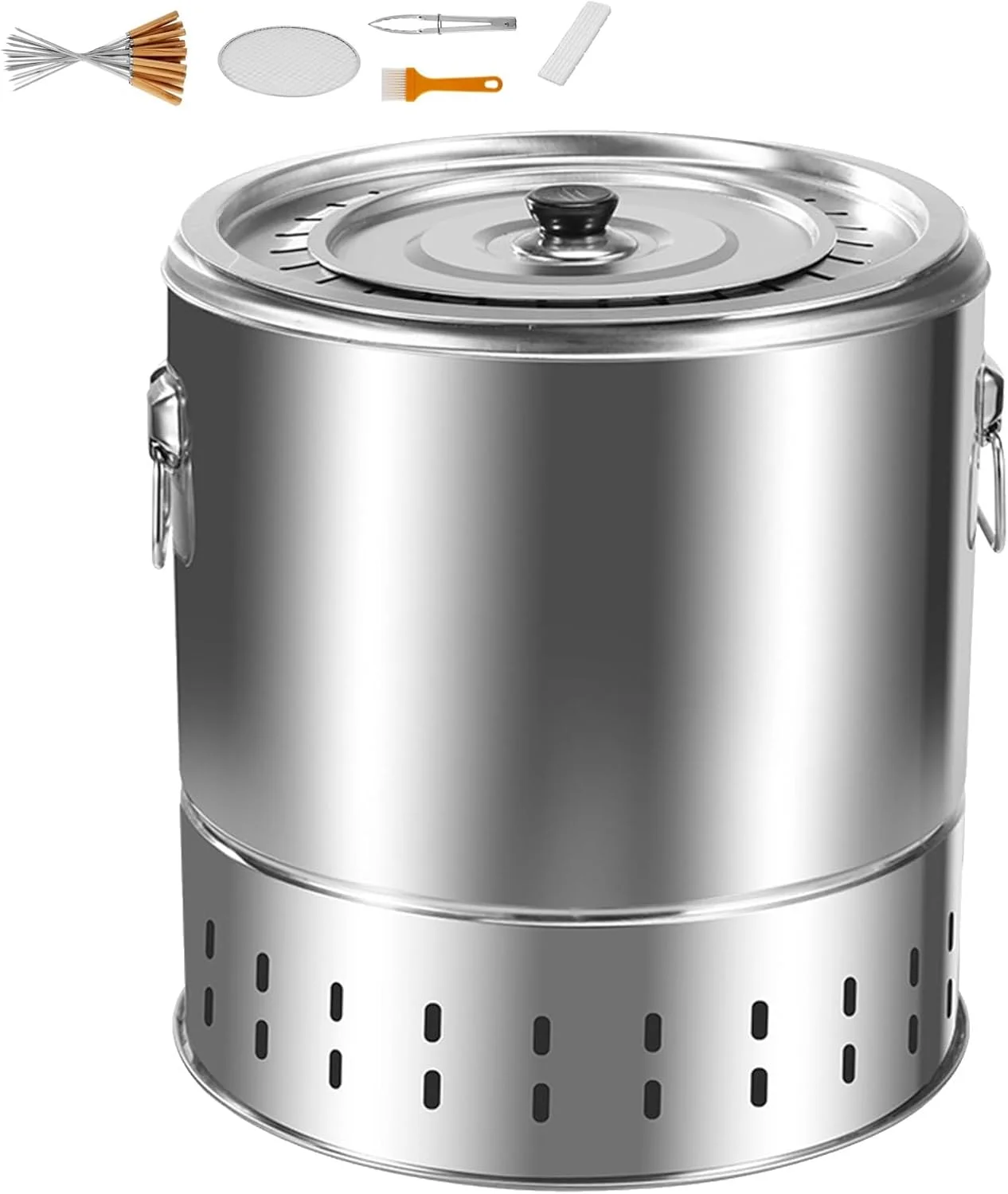 باربیکیو زغالی استوانه ای قابل حمل، کباب پز زغالی استیل با 28 سیخ، کباب پز چرخشی 360 درجه، اجاق باربیکیو آویز برای پیک نیک، کمپینگ، مسافرت باربیکیو زغالی استوانه ای قابل حمل، کباب پز زغالی استیل با 28 سیخ، کباب پز چرخشی 360 درجه، اجاق باربیکیو آویز برای پیک نیک، کمپینگ، مسافرت