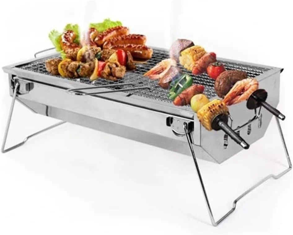 باربیکیو ذغالی تاشو قابل حمل استیل ضد زنگ مناسب کباب پز، تاشو و قابل حمل برای کمپینگ باربیکیو ذغالی تاشو قابل حمل استیل ضد زنگ مناسب کباب پز، تاشو و قابل حمل برای کمپینگ