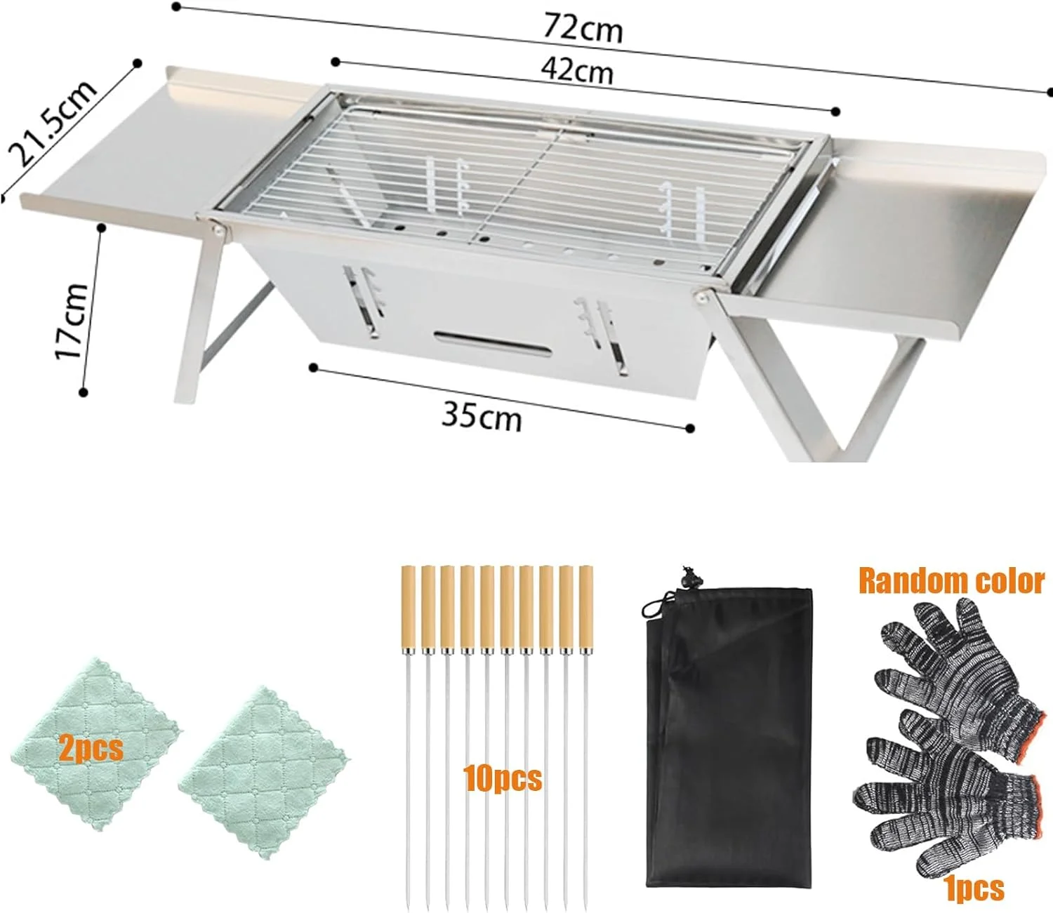 باربیکیو ذغالی قابل حمل با کیف حمل، باربیکیو کوچک تاشو استیل ضد زنگ برای 1-5 نفر، باربیکیو رومیزی فضای باز برای پخت و پز مسافرتی، شامل دستکش و کیف حمل و سیخ کباب با دسته چوبی باربیکیو ذغالی قابل حمل با کیف حمل، باربیکیو کوچک تاشو استیل ضد زنگ برای 1-5 نفر، باربیکیو رومیزی فضای باز برای پخت و پز مسافرتی، شامل دستکش و کیف حمل و سیخ کباب با دسته چوبی