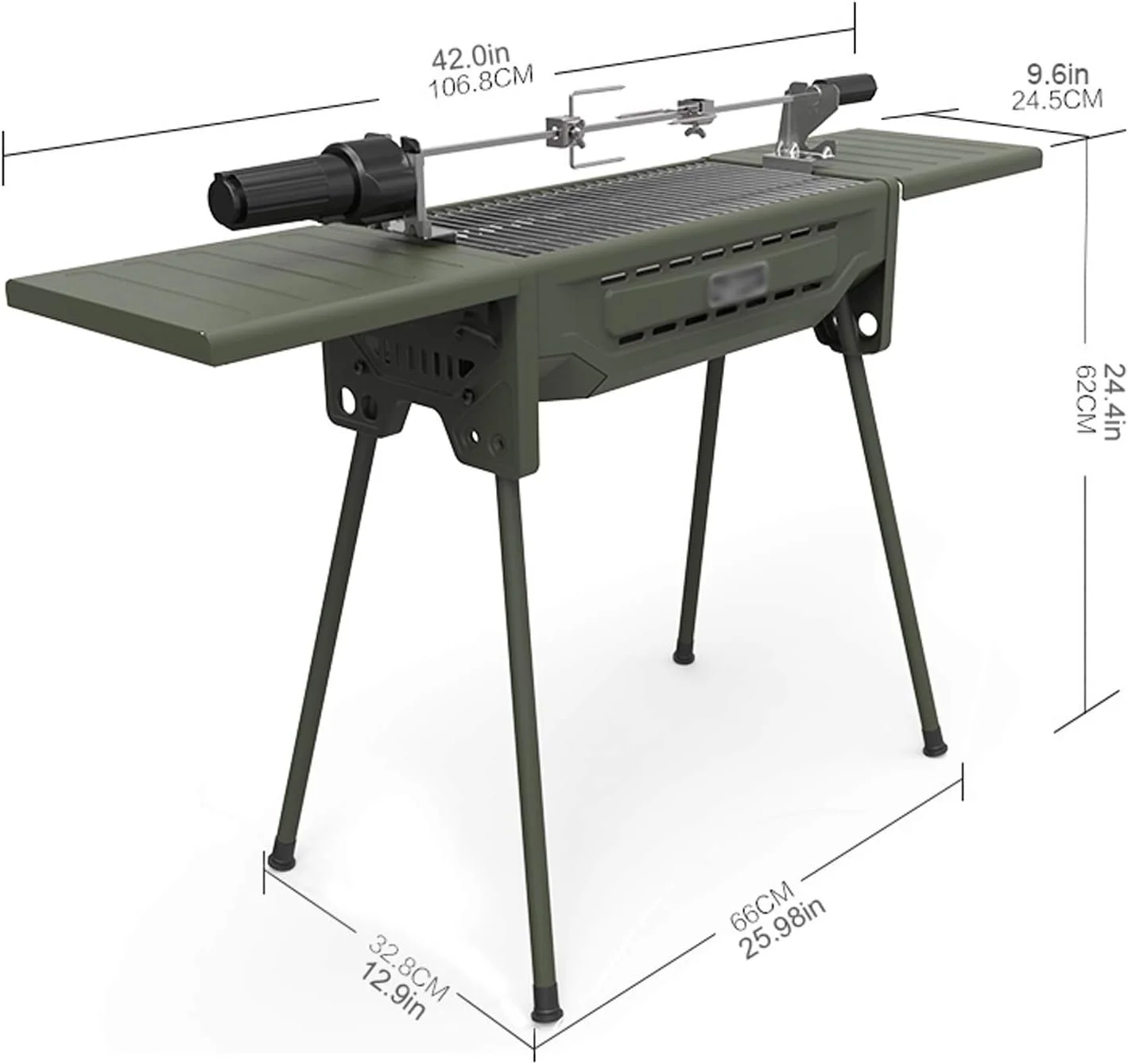 کباب پز قابل حمل تاشو، باربیکیو ذغالی فضای باز با سطح پخت بزرگ به همراه چنگال پخت و تابه زیرین نچسب برای پیک نیک در فضای باز، پخت و پز در پاسیو، مهمانی در حیاط خلوت، کباب پز ذغالی سبز تیره کباب پز قابل حمل تاشو، باربیکیو ذغالی فضای باز با سطح پخت بزرگ به همراه چنگال پخت و تابه زیرین نچسب برای پیک نیک در فضای باز، پخت و پز در پاسیو، مهمانی در حیاط خلوت، کباب پز ذغالی سبز تیره